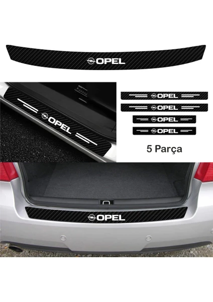 Mcem Store Opel Grandland Için Uyumlu Aksesuar Oto Bağaj ve Kapı Eşiği Sticker Set Karbon