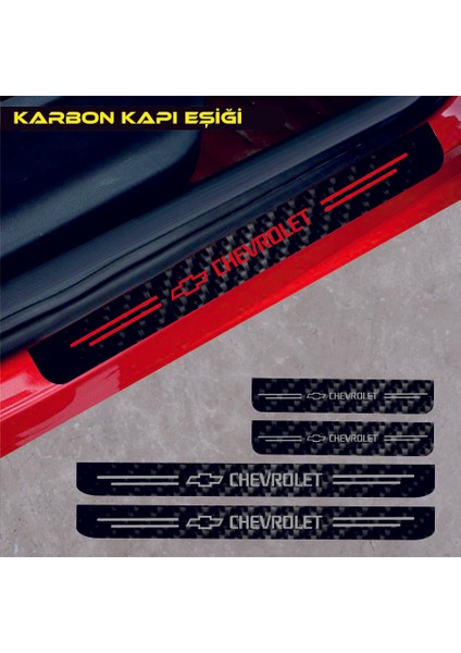 Chevrolet Captiva Için Uyumlu Aksesuar Oto Kapı Eşiği Sticker Karbon 4 Adet
