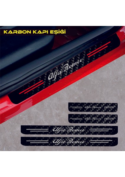 Alfa Romeo Brera Için Uyumlu Aksesuar Oto Kapı Eşiği Sticker Karbon 4 Adet