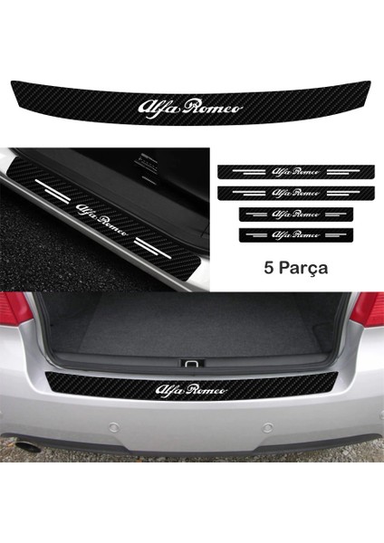 Alfa Romeo Giulia Için Uyumlu Aksesuar Oto Bağaj ve Kapı Eşiği Sticker Set Karbon