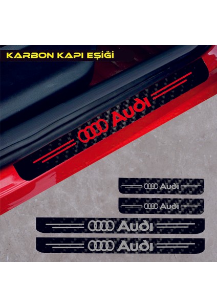 Audi Için Uyumlu Aksesuar Oto Kapı Eşiği Sticker Karbon 4 Adet