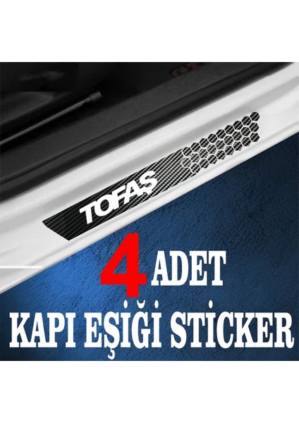 Tofaş Özel Oto Kapı Eşikleri Sticker Karbon 4 Adet