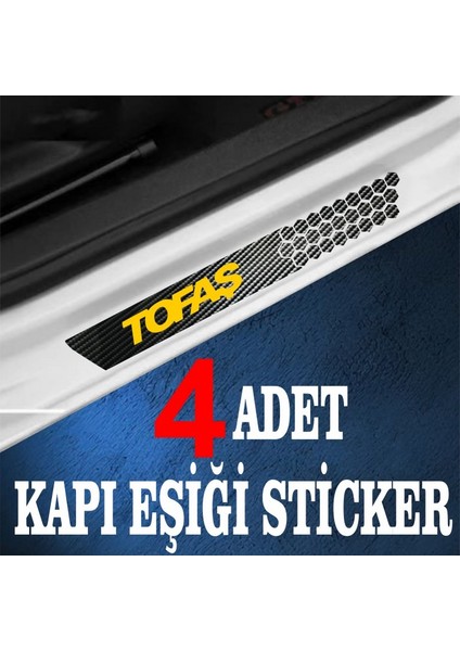 Tofaş Özel Oto Kapı Eşikleri Sticker Karbon 4 Adet