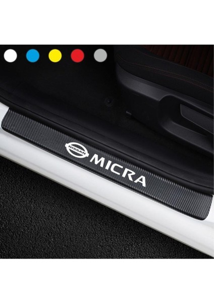 Nissan Micra Için Uyumlu Aksesuar Oto Kapı Eşiği Sticker Karbon 4 Adet