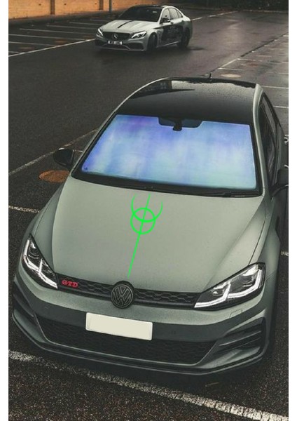 Oto Kaput Şerit Sticker Dönence Daire Tasarım Yeşil 20*60 cm