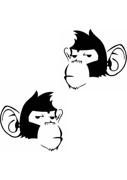 Maymun Kafası Tasarım Karikatür Oto Sticker 10*10 cm