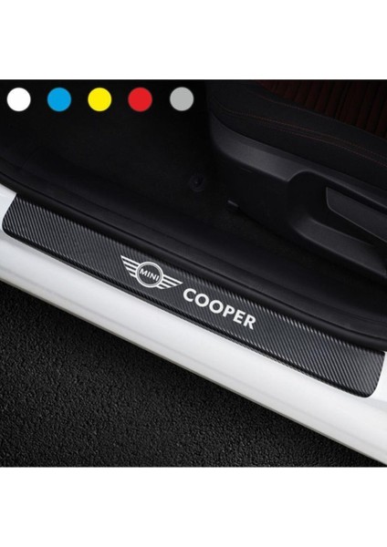 Mini Cooper Için Uyumlu Aksesuar Oto Kapı Eşiği Sticker Karbon 4 Adet