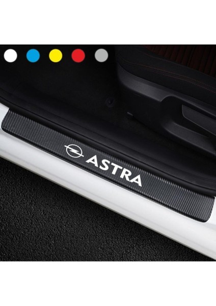 Opel Astra Için Uyumlu Aksesuar Oto Kapı Eşiği Sticker Karbon 4 Adet