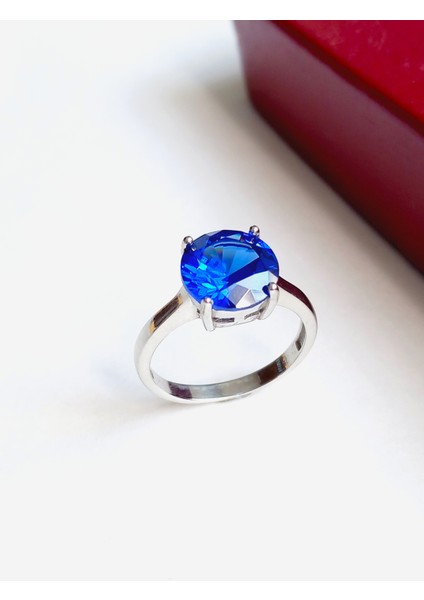 925 Ayar Gümüş Tanzanit Taşlı Yuvarlak Tasarım Kadın Yüzük Doğum Günü Hediye fiyatları