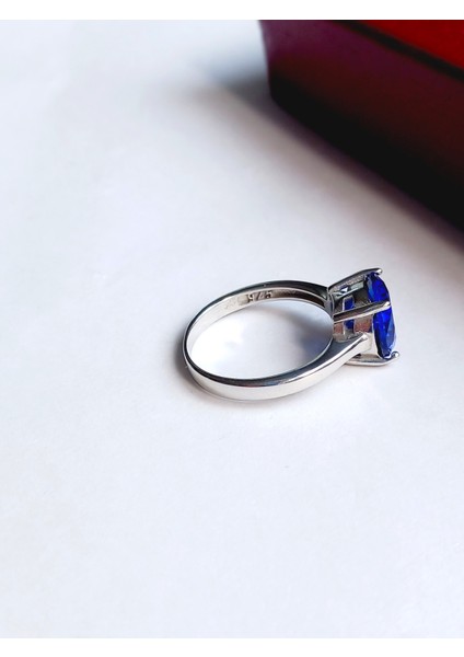925 Ayar Gümüş Tanzanit Taşlı Yuvarlak Tasarım Kadın Yüzük Doğum Günü Hediye modelleri