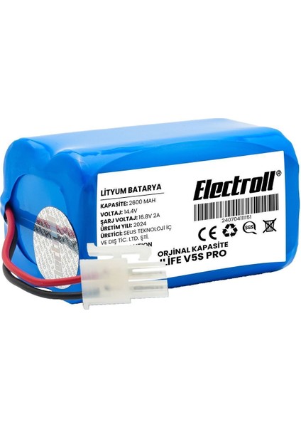 Ilife V5s Pro Uyumlu Batarya (ORJİNAL KAPASİTE) 2600mah Pil Robot Süpürge Batarya Değişimi modelleri