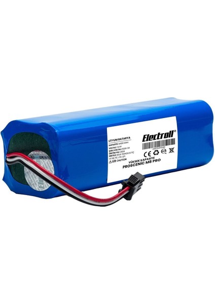 Proscenic M8 Pro Uyumlu Batarya (ULTRA YÜKSEK KAPASİTE) 6400mah Pil Robot Süpürge Batarya Değişimi