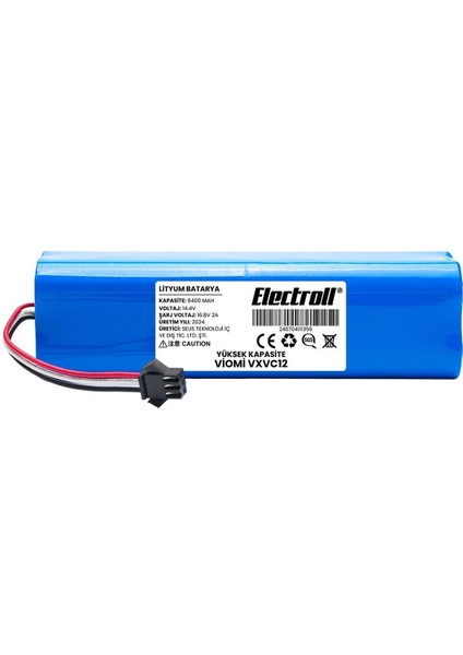 Viomi Vxvc12 Uyumlu Batarya (ULTRA YÜKSEK KAPASİTE) 6400mah Pil Robot Süpürge Batarya Değişimi