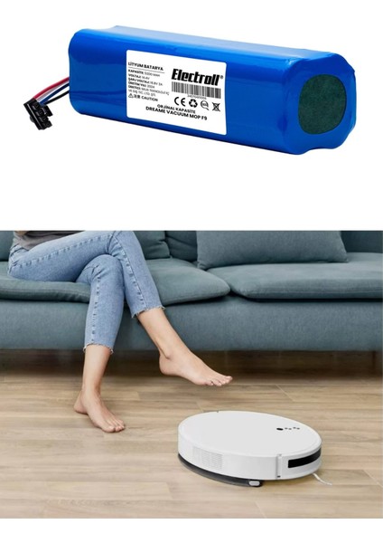 Dreame Vacuum Mop F9 Uyumlu Batarya (ORJİNAL KAPASİTE) 5200mah Pil Robot Süpürge Batarya Değişimi