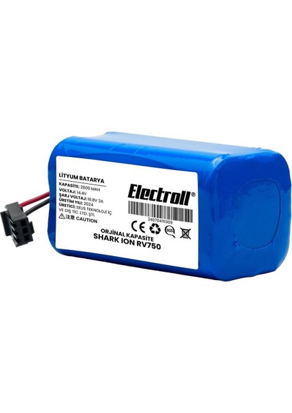 Shark Ion Rv750 Uyumlu Batarya (ORJİNAL KAPASİTE) 2600mah Pil Robot Süpürge Batarya Değişimi