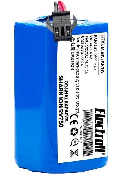 Shark Ion Rv750 Uyumlu Batarya (ORJİNAL KAPASİTE) 2600mah Pil Robot Süpürge Batarya Değişimi