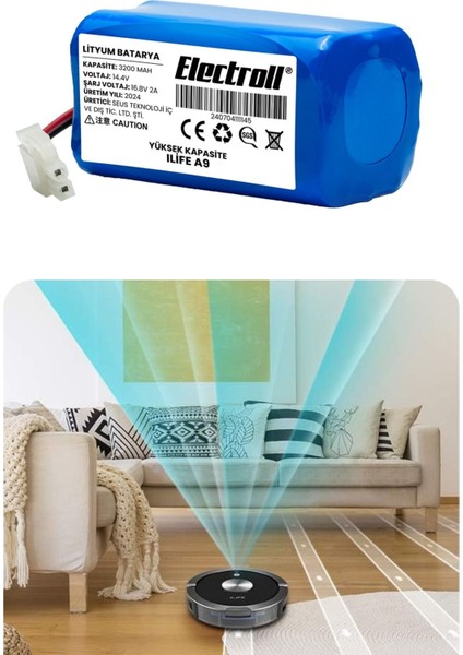 Ilife A9 Uyumlu Batarya (ULTRA YÜKSEK KAPASİTE) 3200mah Pil Robot Süpürge Batarya Değişimi