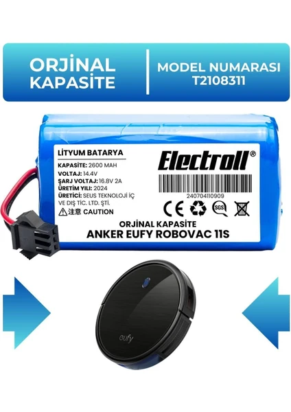 Anker Eufy Robovac 11s Batarya (ORJİNAL KAPASİTE) Naccon 14.4v 2600mah Akıllı Robot Süpürge Pili