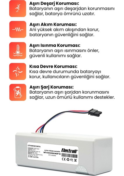 Xiaomi Mi Vacuum Mop 1c 2in1 Uyumlu Batarya (YÜKSEK KAPASİTE) 5200mah Robot Süpürge Pili