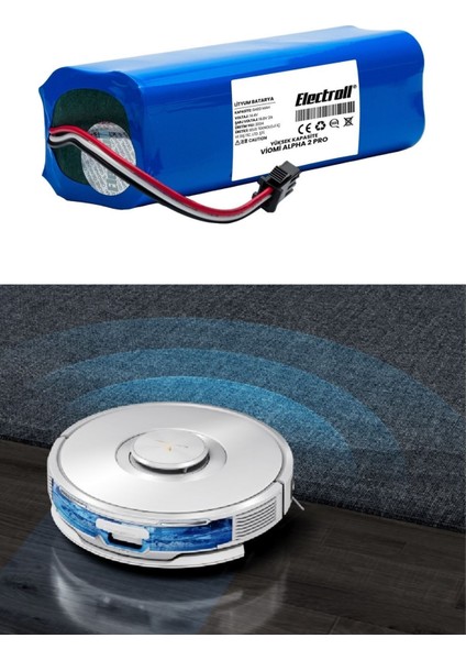 Viomi Alpha 2 Pro Uyumlu Batarya (ULTRA YÜKSEK KAPASİTE) 6400mah Pil Robot Süpürge Batarya Değişimi
