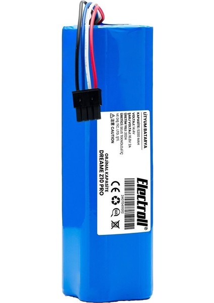 Dreame Z10 Pro Uyumlu Batarya (ORJİNAL KAPASİTE) 5200mah Pil Robot Süpürge Batarya Değişimi