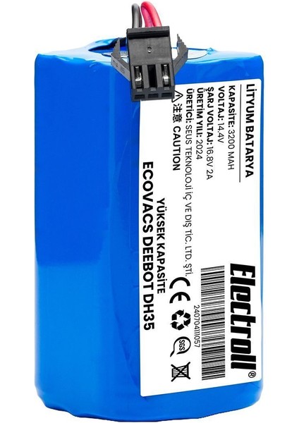 Ecovacs Deebot Dh35 Uyumlu Batarya (ULTRA YÜKSEK KAPASİTE) 3200mah Pil Robot Süpürge Batarya Değişimi