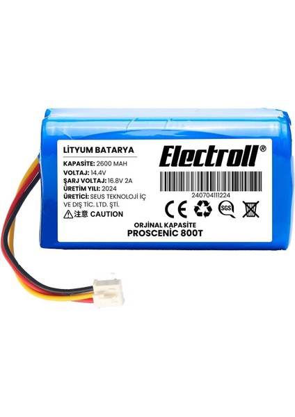 Proscenic 800t Uyumlu Batarya (ORJİNAL KAPASİTE) 2600mah Pil Robot Süpürge Bataryası Değişimi