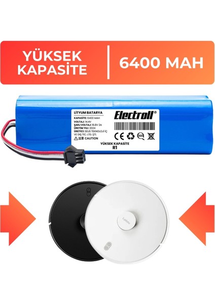 Lydsto R1 Batarya (YÜKSEK KAPASİTE) 6.400mah Pil Akıllı Robot Süpürge Batarya Değişimi