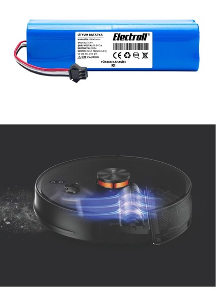 Lydsto R1 Batarya (YÜKSEK KAPASİTE) 6.400mah Pil Akıllı Robot Süpürge Batarya Değişimi