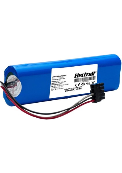Conga 3590 Uyumlu Batarya (ORJİNAL KAPASİTE) 2600mah Pil Robot Süpürge Batarya Değişimi fiyatları