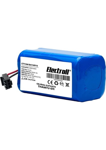 Thamtu G11 Uyumlu Batarya (ORJİNAL KAPASİTE) 2600mah Pil Robot Süpürge Batarya Değişimi fiyatları