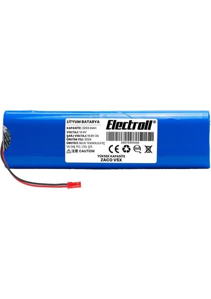 Zaco V5x Uyumlu Batarya (ULTRA YÜKSEK KAPASİTE) 3200mah Pil Robot Süpürge Batarya Değişimi