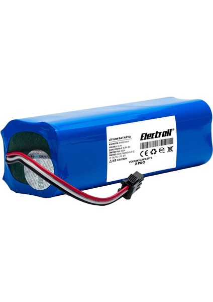 Lydsto 2 Pro Batarya (ULTRA YÜKSEK KAPASİTE) Uyumlu 6400mah Pil Akıllı Robot Süpürge Batarya Değişimi modelleri