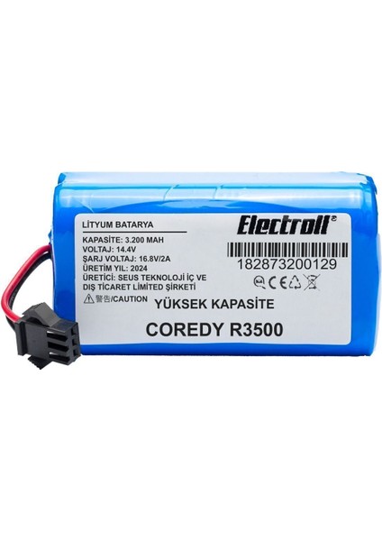 Coredy R3500 Uyumlu Batarya (ULTRA YÜKSEK KAPASİTE) 3200mah Pil Robot Süpürge Batarya Değişimi