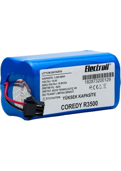 Coredy R3500 Uyumlu Batarya (ULTRA YÜKSEK KAPASİTE) 3200mah Pil Robot Süpürge Batarya Değişimi fiyatları