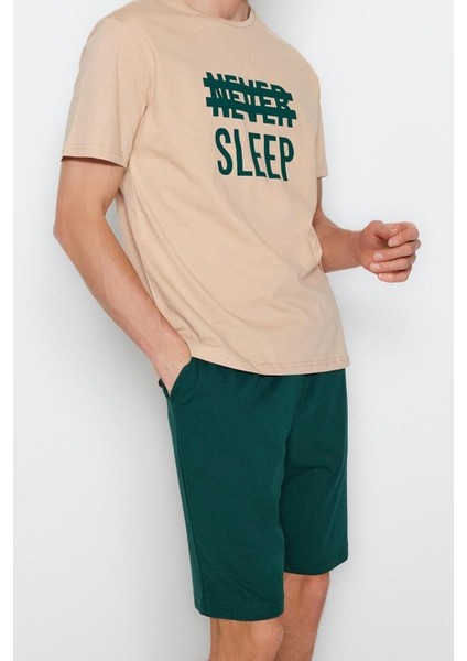 Erkek Pamuk Kayık Yaka Kısa Kol Regular Fit Örme Yazlık Şortlu Pijama Takımı