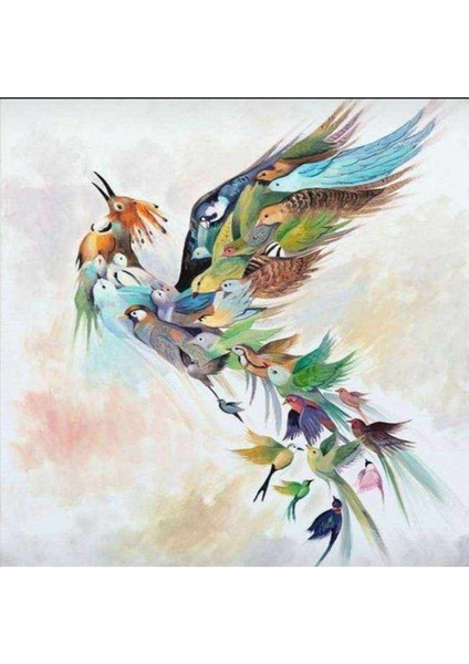 Kanvassimurg Kuşu Sayılarla Boyama Seti Kasnaklı 100 x 140 cm