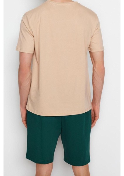 Erkek Pamuk Kayık Yaka Kısa Kol Regular Fit Örme Yazlık Şortlu Pijama Takımı