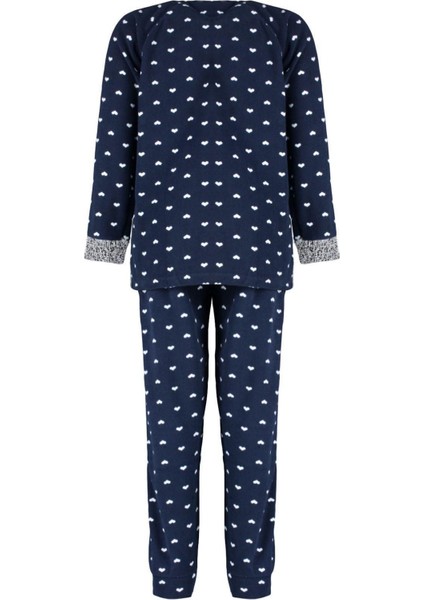 Büyük Beden Kadın Polyester Bisiklet Yaka Uzun Kol Wellsoft Pijama Takımı