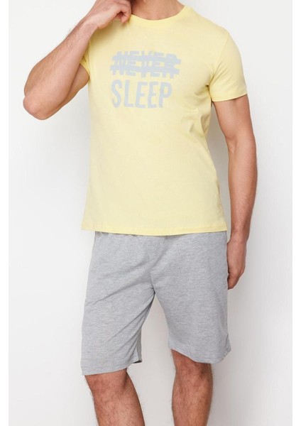 Erkek Pamuk Kayık Yaka Kısa Kol Regular Fit Örme Yazlık Şortlu Pijama Takımı