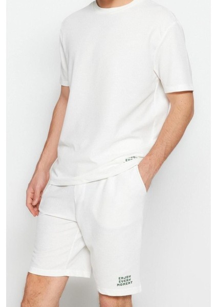 Erkek Pamuklu Bisiklet Yaka Kısa Kol Regular Fit Örme Şortlu Pijama Takımı