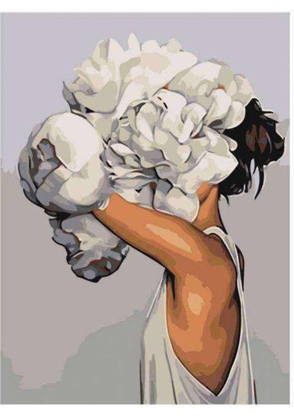 Kanvasçiçek Kadın Sayılarla Boyama Seti Kasnaklı 60 x 75 cm