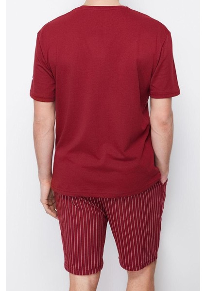 Erkek Pamuklu Bisiklet Yaka Kısa Kol Regular Fit Yazlık Şortlu Pijama Takımı