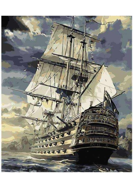 Kanvasgörkemli Kalyon Sayılarla Boyama Seti Kasnaklı 50 x 65 cm