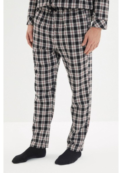 Erkek Pamuk Polyester Gömlek Yaka Uzun Kol Regular Fit Ekose Dokuma Pijama Takımı