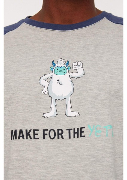 Erkek Pamuklu Bisiklet Yaka Uzun Kol Regular Fit Bisiklet Yaka Pijama Takımı