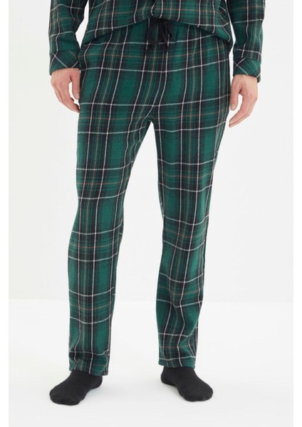 Erkek Polyester Gömlek Yaka Uzun Kol Regular Fit Ekose Dokuma Pijama Takımı