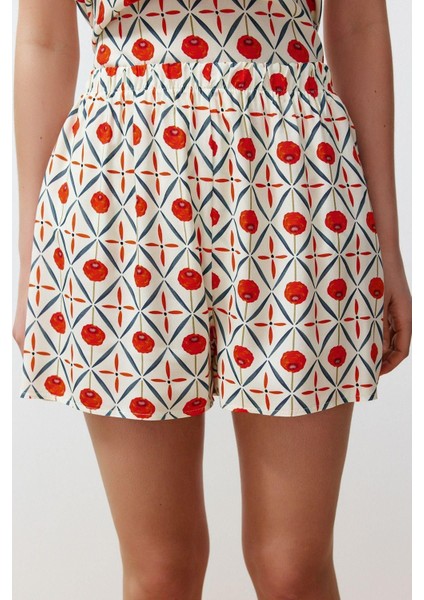 Kadın Viskon V Yaka Askılı Kol Etnik Desenli Ip Askılı Viskon Dokuma Pijama Takımı indirimleri