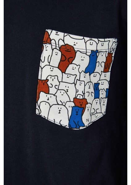 Erkek Pamuk Bisiklet Yaka Uzun Kol Regular Fit Baskılı Pijama Takımı indirimleri