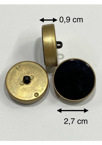 Kaban Kürk Manto Düğmesi / Italyan Düğme 6 Lı Set / Mat Gold Siyah 2,7 cm /M009 modelleri